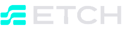 Etch logo with light-blue stylised E graphic