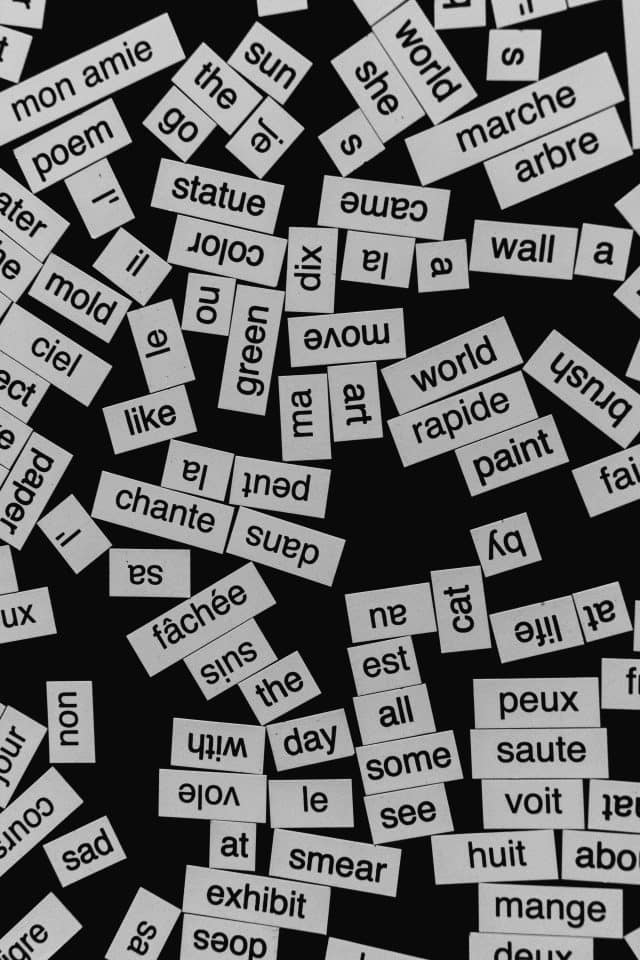 Jumbled words in French and English
