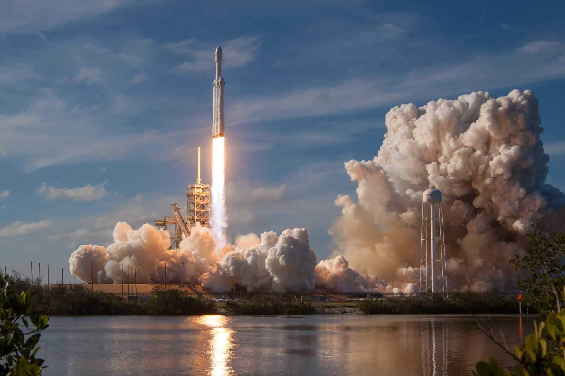 Rocket Launch Amid Clouds Of Smoke